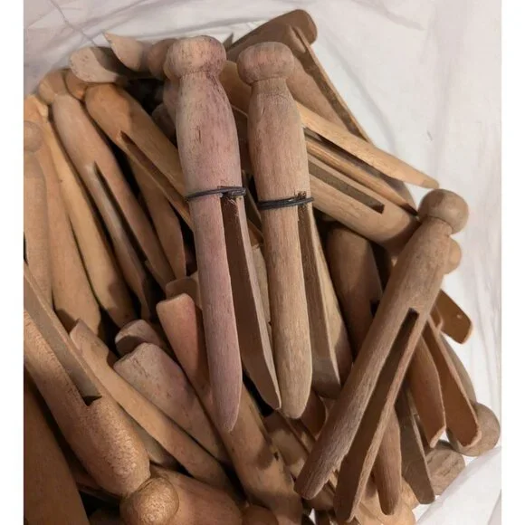 Vintage Wooden Clothespins 1 gallon bag rustic laundry craft - Picture 4 of 11